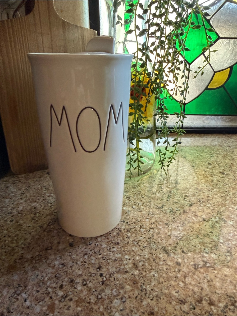 Rae Dunn “Mom” White Ceramic Travel Mug with Lid | Artisan Collection By Magenta
